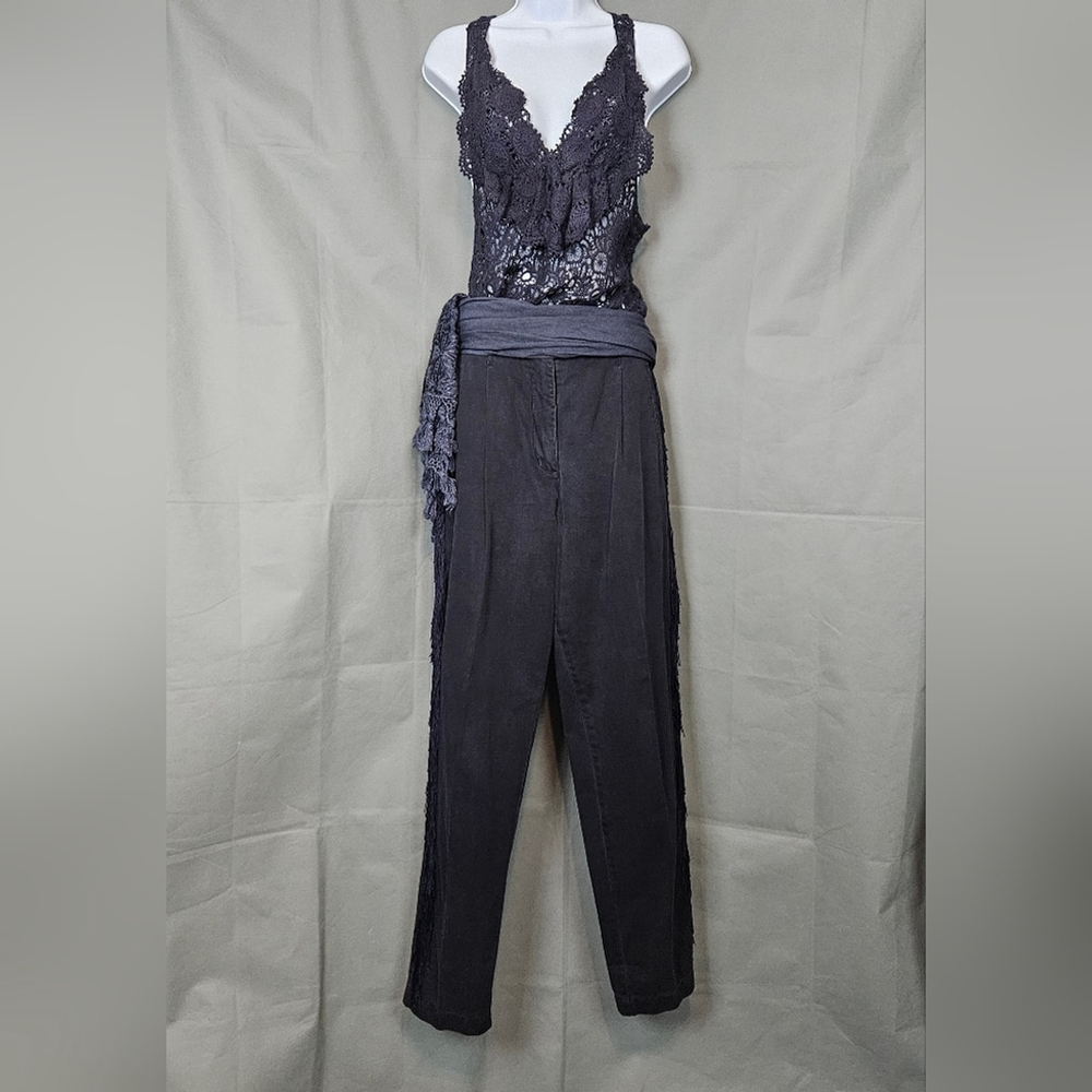 Upcycled Crochet Lace Ruffle Top - Picture 2 of 8